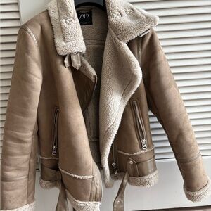 Zara Tan Shearling Jacket